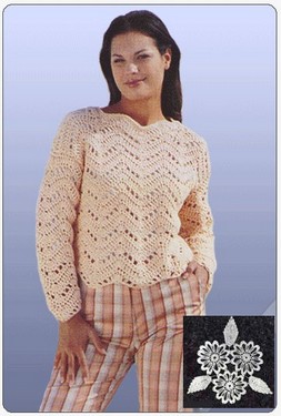 Пуловер с волнистым узором