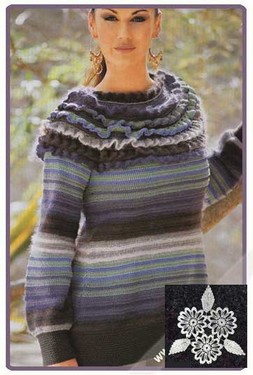 Пуловер с рюшами
