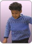 Пуловер из пряжи четырех оттенков синего