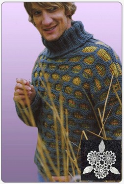 Пуловер с узором Соты