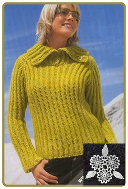 Желто-зеленый пуловер реглан