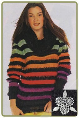 Пуловер из разноцветных полос