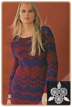 Пуловер из волнистого узора