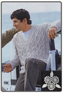 Узорчатый пуловер с V-образным вырезом