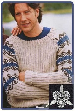 Пуловер с жаккардовыми рукавами