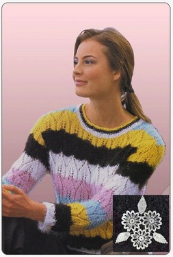 Полосатый ажурный пуловер