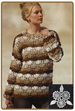 Пуловер с цветочным узором