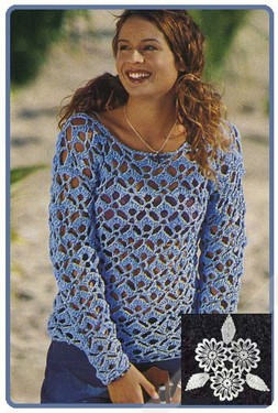 Светло-голубой ажурный пуловер